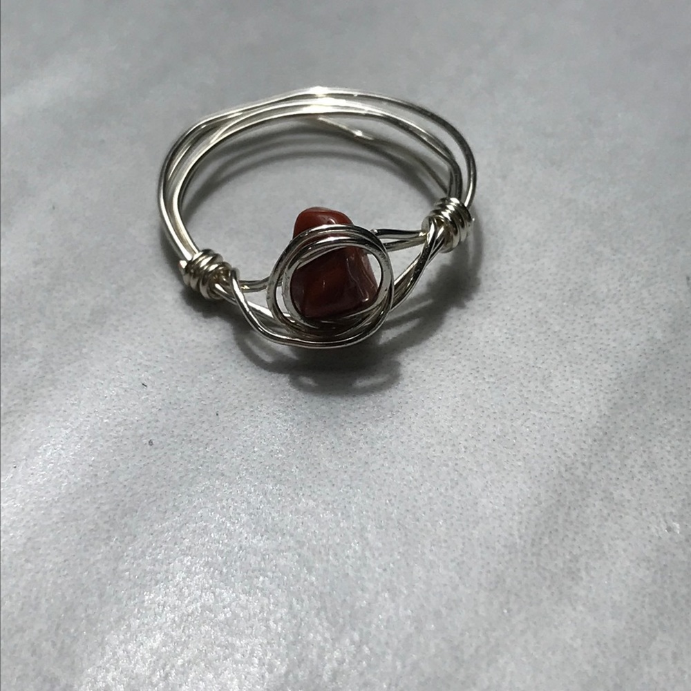 Red Jasper crystal wire ring